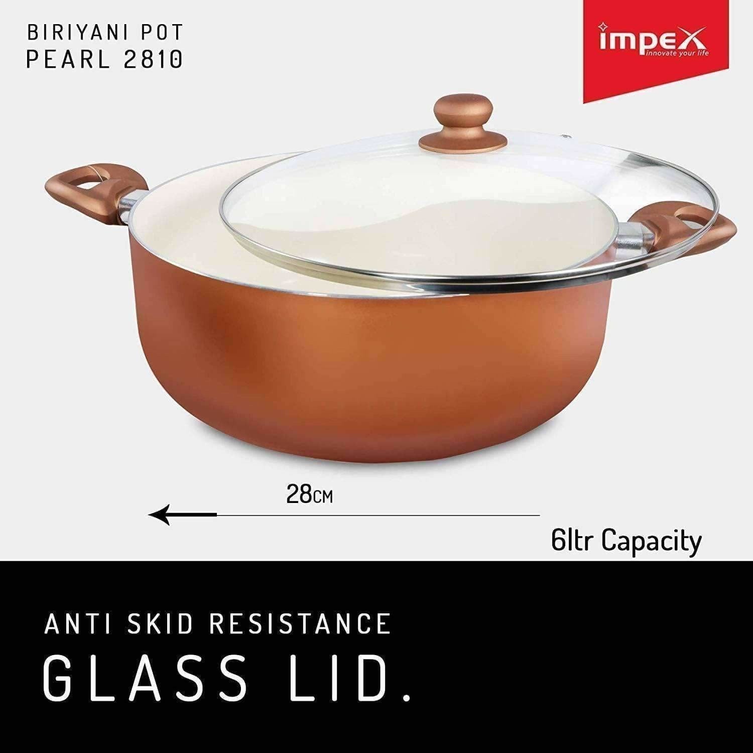 Ceramic Coated Nonstick Aluminium Biriyani Pot (6 Litre,28 cm) | Grocsy