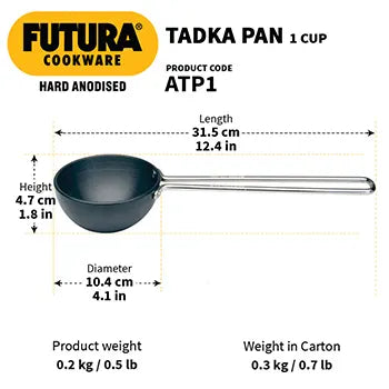 Hawkins Futura 1 Cup Tadka Pan-240 ml Pan, Black | Grocsy