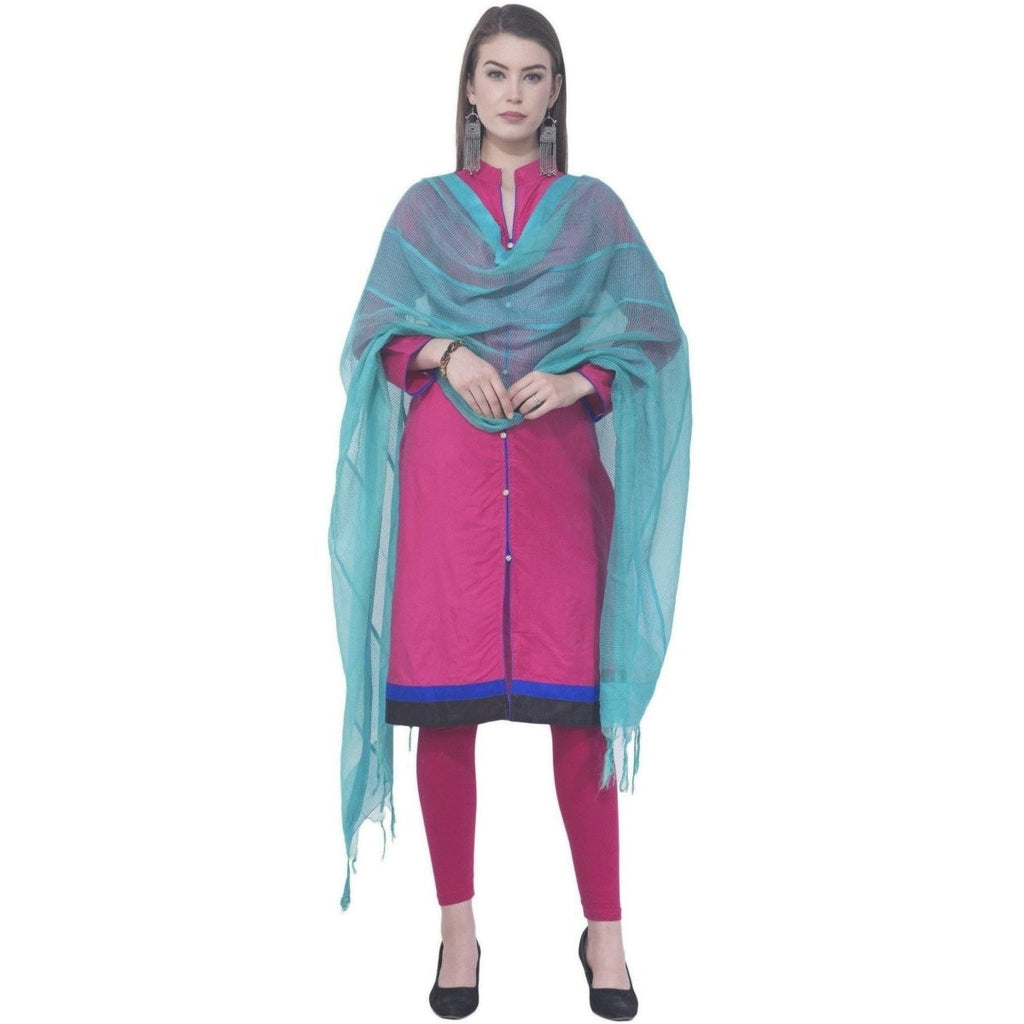 A R Silk Firozi Color Regular Dupatta Cota Cotton Dupattas and Chunnis | Grocsy