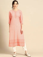 Deeps women's Orange Embroidered Rayon Kurta | Grocsy