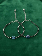 NVR Women Evil Eye Silver Plated Artificial Beads Anklet | Grocsy