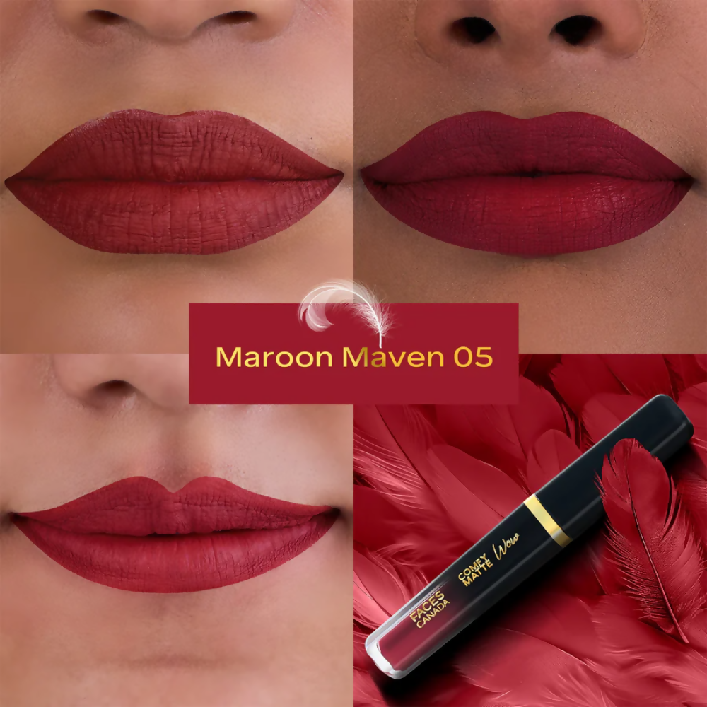Faces Canada Comfy Matte Wow Liquid Lipstick - Maroon Maven 05 | Grocsy