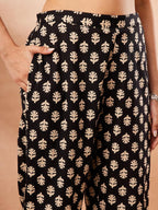 Janasya Black Straight Cotton Kurta,Bottom & Dupatta | Grocsy
