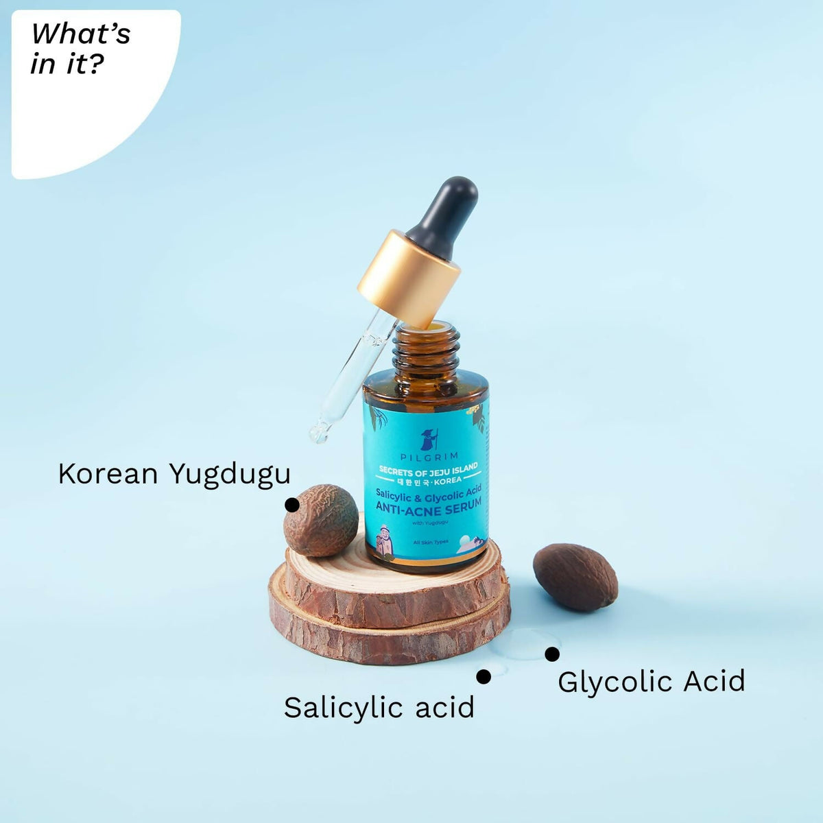 Pilgrim Korean Salicylic Acid 1% + Glycolic Acid 3% Anti Acne Serum For Oily & Acne Prone Skin - Korean Skin Care | Grocsy