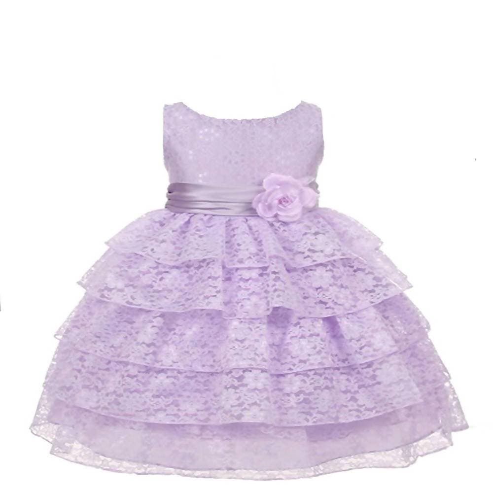 Asmaani Baby Girl's Lavender Colour Satin A-Line Maxi Full Length Dress (AS-DRESS-22107) | Grocsy