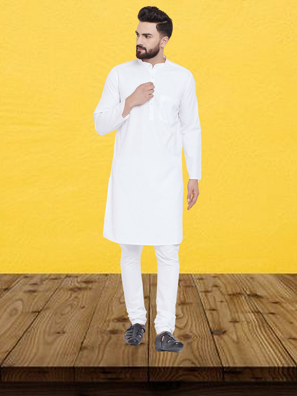 Even Apparels Men's Pure Cotton Self Design White Kurta | Grocsy