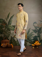 Vastranavya Yellow Exclusive Festival Wear Viscose Silk Thread & Sequence Embroidered Work Kurta | Grocsy
