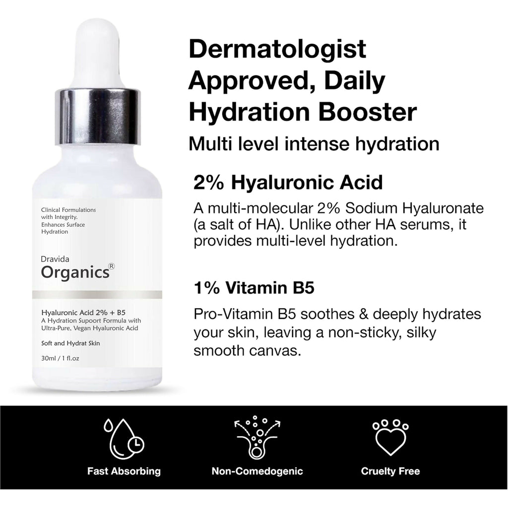 Dravida Organics Hyaluronic Acid Serum | Grocsy