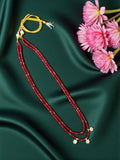 Joban Fashion Women Red Agate Beads In 2 Layers With Ad Flowers | Grocsy