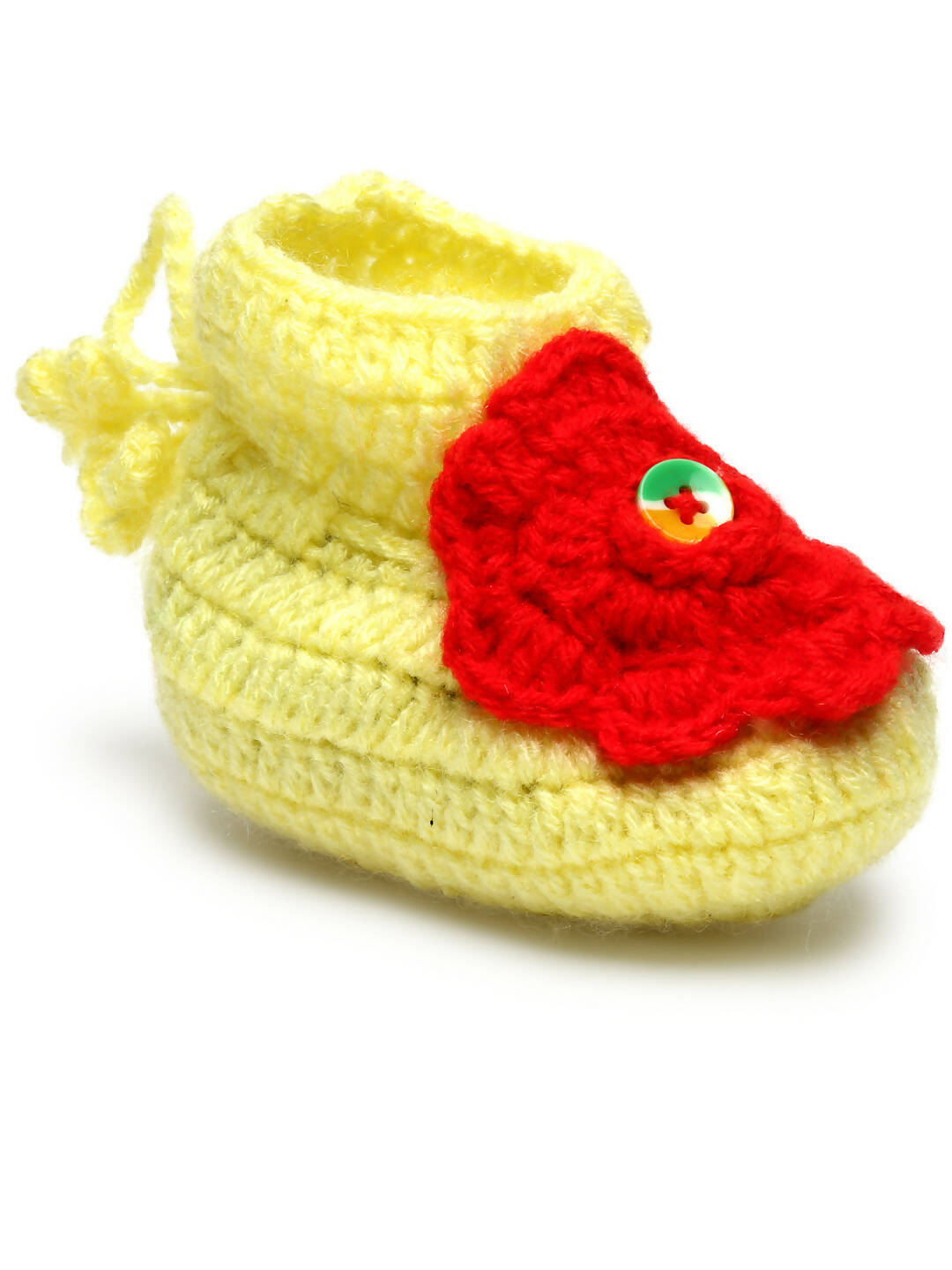 Chutput Kids Woollen Hand Knitted Flower Detailed Booties - Yellow | Grocsy