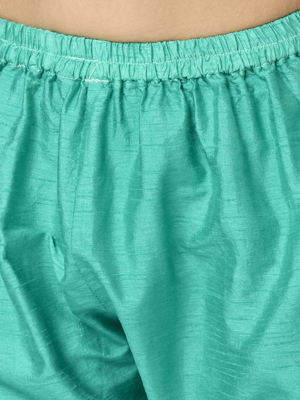 Joban Fashion Kids Island Full Sleeves Chanderi Kurta, Pyjama Set with Traditional Butta Work - Sea Green | Grocsy
