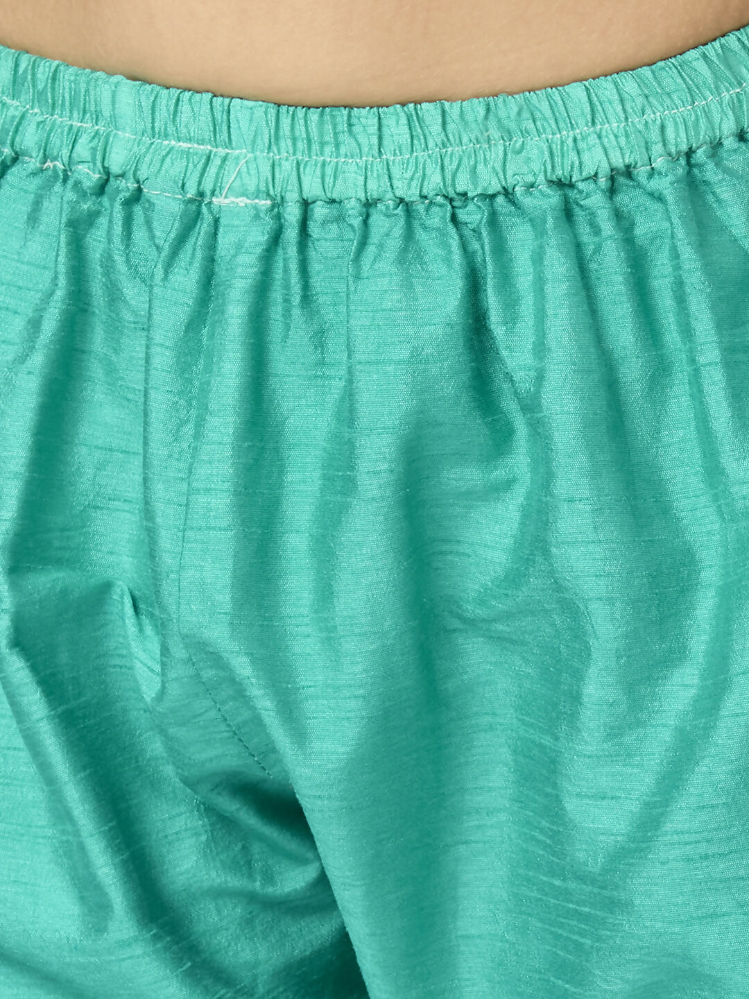 Joban Fashion Kids Island Full Sleeves Chanderi Kurta, Pyjama Set with Traditional Butta Work - Sea Green | Grocsy
