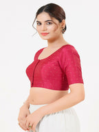 Joban Fashion South-Pink Taffeta Silk Elbow Sleeveless Front Open Blouse | Grocsy