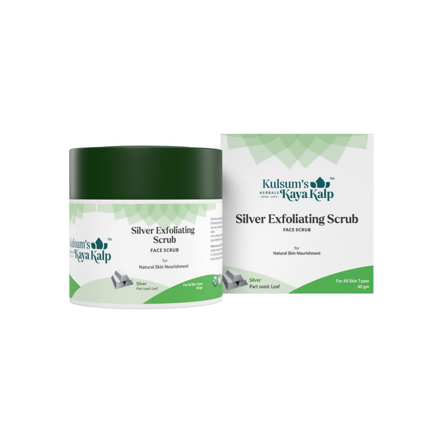 Kulsum's Kaya Kalp Silver Exfoliating Scrub For Skin Nourishment, With Silver Leaf | Grocsy