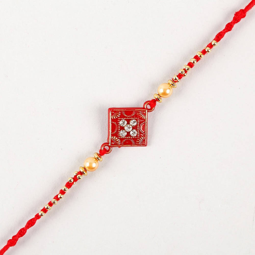Sleek American Diamond Rakhi And Cashew Jar | Grocsy