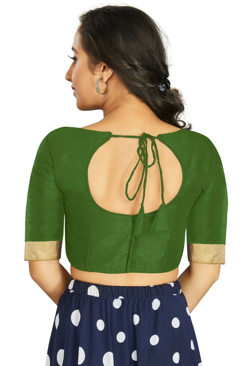 Aastha Fashion Women's Mehendi Art Silk Designer Traditional Readymade Blouse | Grocsy