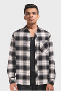 Xkind Black Flannel Checks Regular Fit Shirt | Grocsy