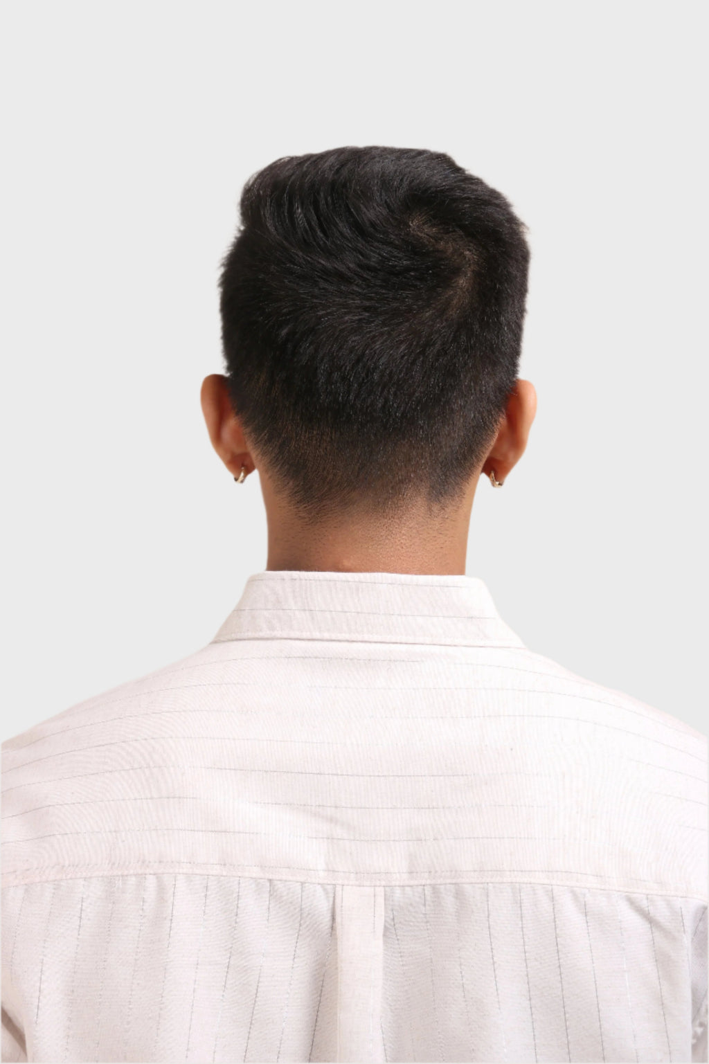 Xkind Off White Silver Stripes Regular Fit Shirt | Grocsy
