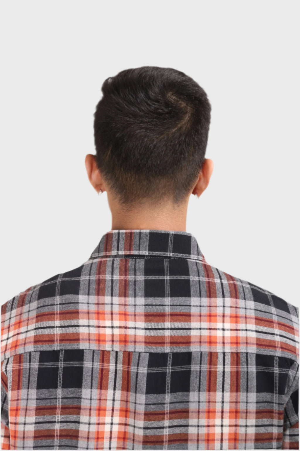 Xkind Orange Flannel Checks Regular Fit Shirt | Grocsy