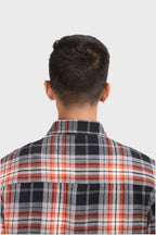 Xkind Orange Flannel Checks Regular Fit Shirt | Grocsy