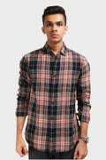 Xkind Orange Flannel Checks Regular Fit Shirt | Grocsy