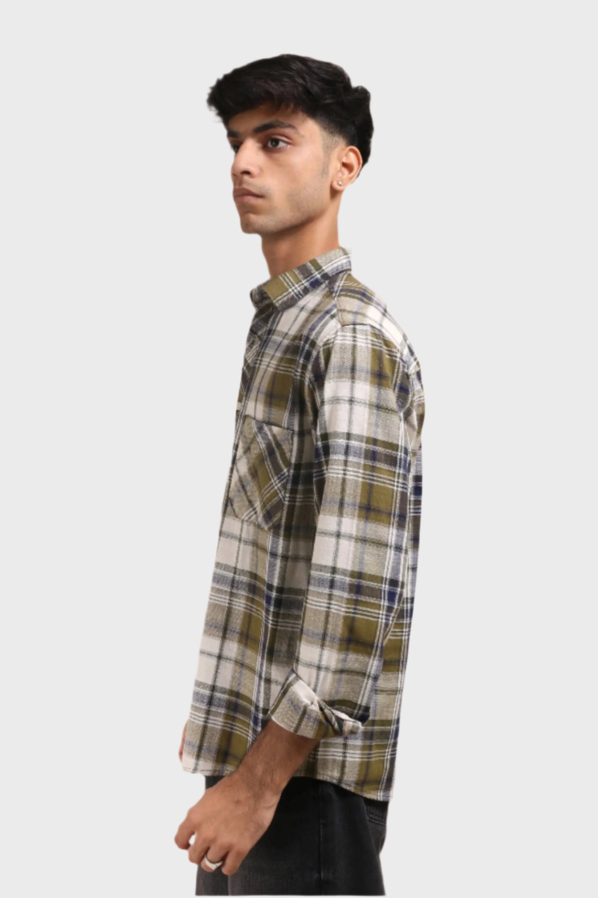 Jonesburg Dark Green Checks Regular Fit Shirt | Grocsy