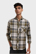 Jonesburg Dark Green Checks Regular Fit Shirt | Grocsy