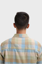 Xkind Light Green Corduroy Checks Regular Fit Shirt | Grocsy