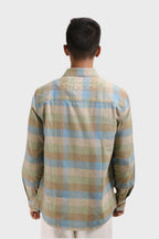 Xkind Light Green Corduroy Checks Regular Fit Shirt | Grocsy