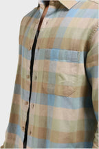 Xkind Light Green Corduroy Checks Regular Fit Shirt | Grocsy