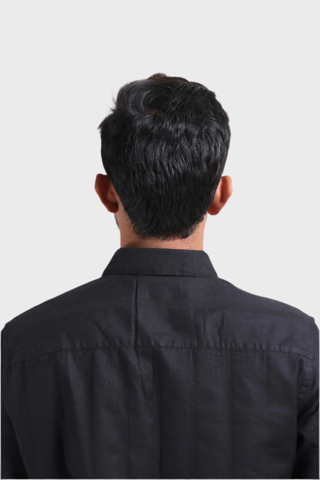 Xkind Men's Black Dobby Srtiped Slim Fit Formal Shirt | Grocsy