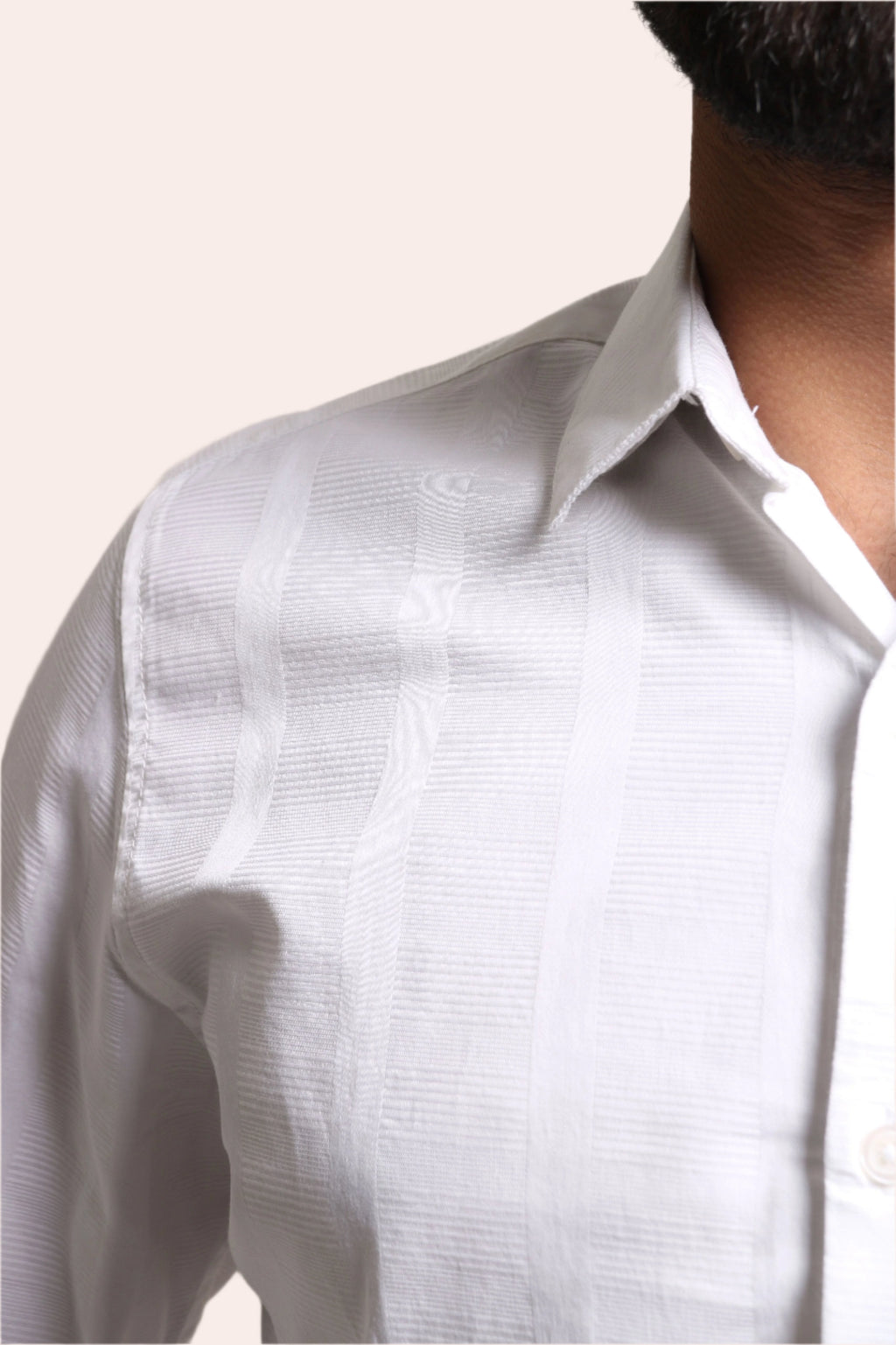 Xkind Men's White Dobby Self Stripe Slim Fit Shirt | Grocsy