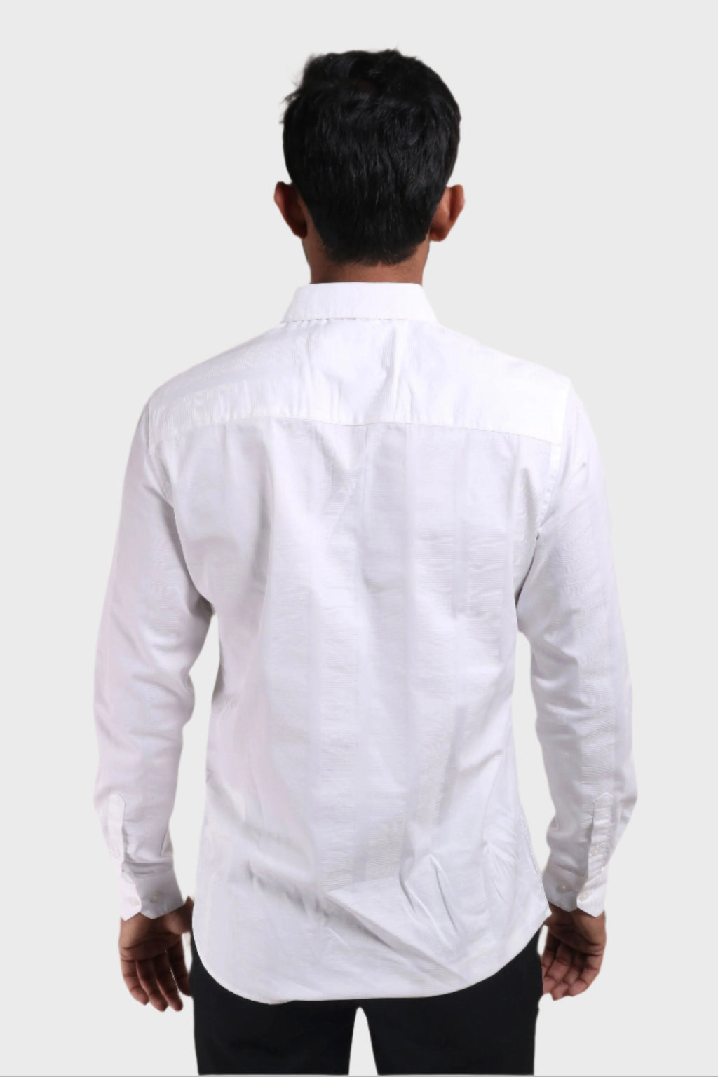 Xkind Men's White Dobby Self Stripe Slim Fit Shirt | Grocsy