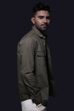 Jonesburg Olive Green Double Pocket Regular Fit Shirt | Grocsy