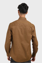 Jonesburg Brown Double Pocket Regular Fit Shirt | Grocsy