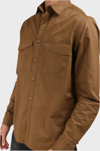 Jonesburg Brown Double Pocket Regular Fit Shirt | Grocsy