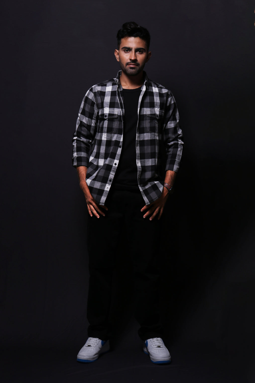 Jonesburg Black Flannel Checks Regular Fit Shirt | Grocsy