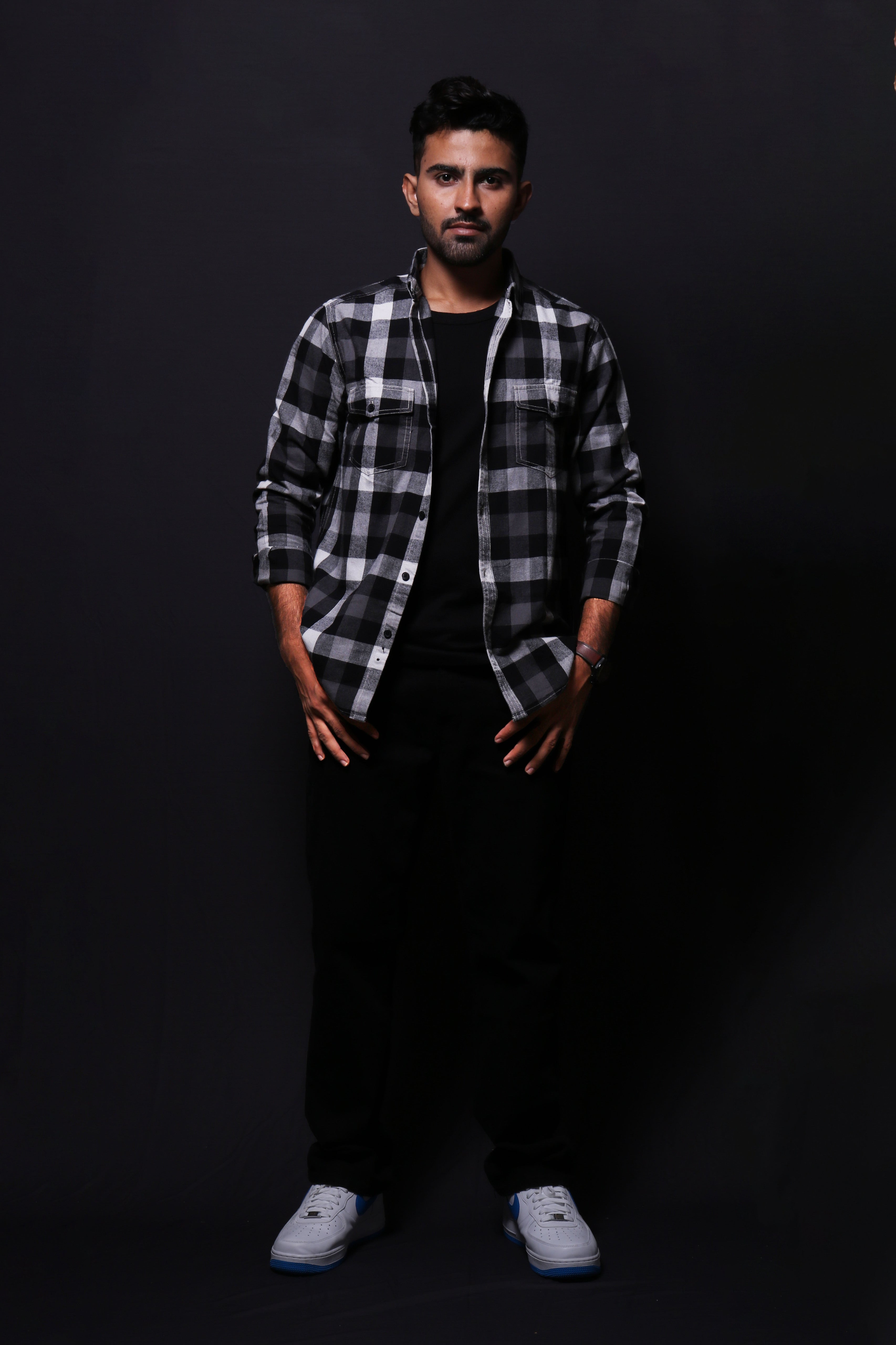 Jonesburg Black Flannel Checks Regular Fit Shirt | Grocsy