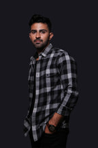Jonesburg Black Flannel Checks Regular Fit Shirt | Grocsy