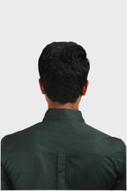 Jonesburg Bottle Green Satin Slub Slim Fit Shirt | Grocsy