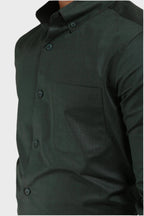 Jonesburg Bottle Green Satin Slub Slim Fit Shirt | Grocsy