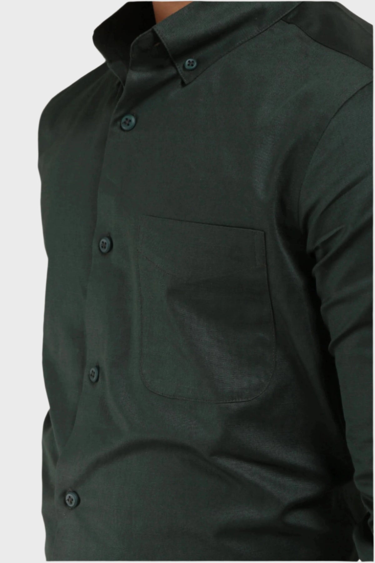 Jonesburg Bottle Green Satin Slub Slim Fit Shirt | Grocsy