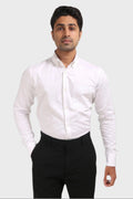 Jonesburg White Satin Slub Slim Fit Shirt | Grocsy