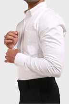 Jonesburg White Satin Slub Slim Fit Shirt | Grocsy