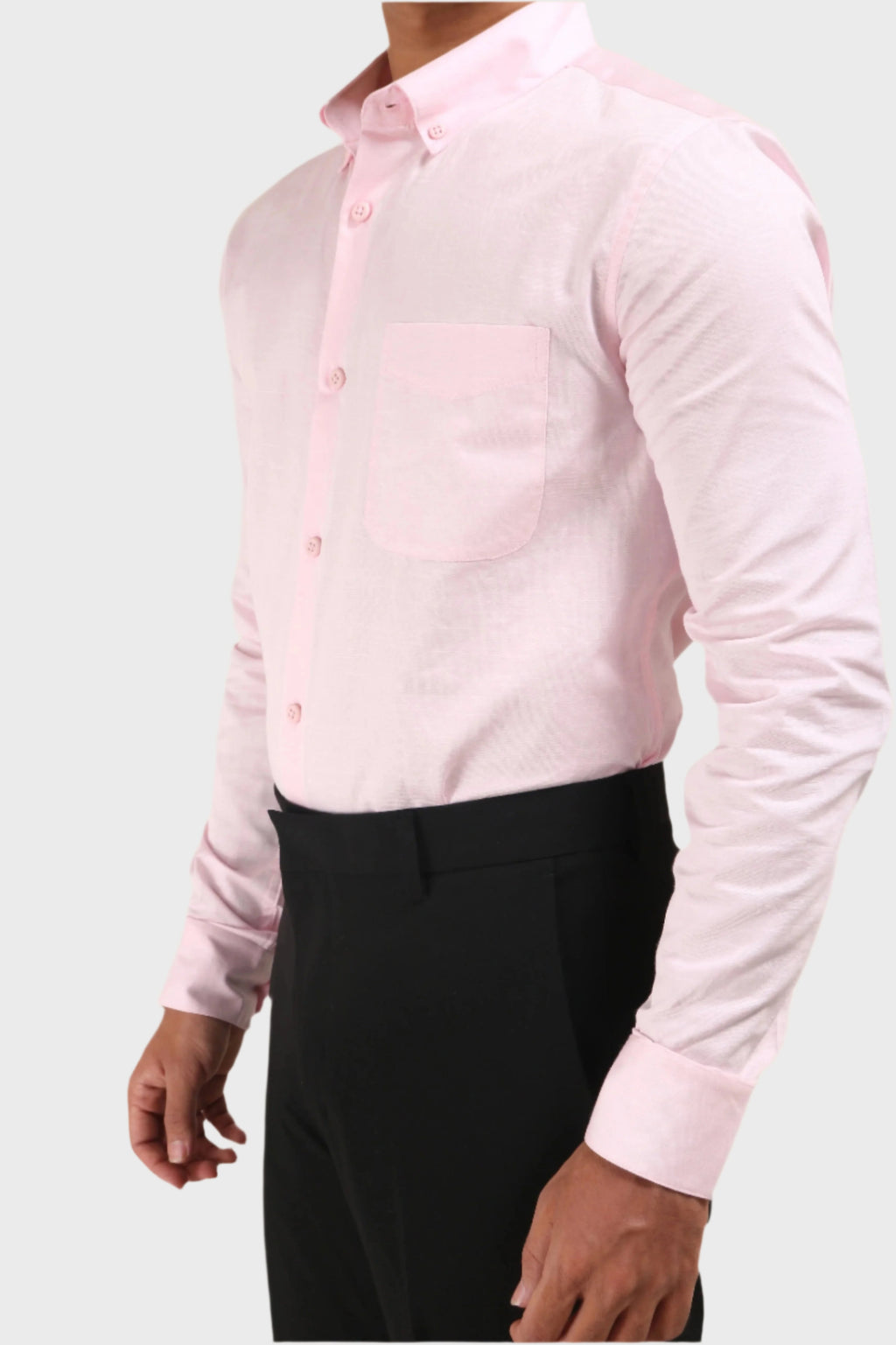 Jonesburg Mens Baby Pink Satin Slub Slim Fit Semi Formal Shirt | Grocsy
