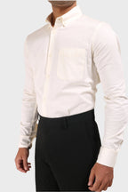Jonesburg Off White Satin Slub Slim Fit Shirt | Grocsy