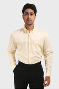 Jonesburg Light Yellow Satin Slub Slim Fit Shirt | Grocsy