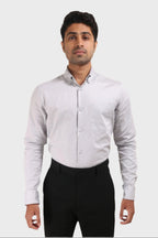 Jonesburg Light Grey Satin Slub Slim Fit Shirt | Grocsy
