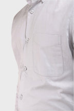 Jonesburg Light Grey Satin Slub Slim Fit Shirt | Grocsy