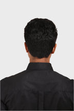Jonesburg Black Satin Slub Slim Fit Shirt | Grocsy